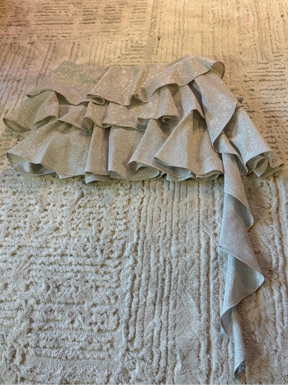 Zara Silver Glitter Ruffle Mini Skirt